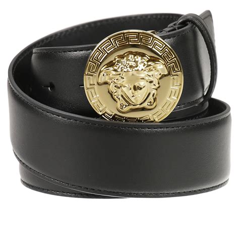 versace collection men's leather belt vb8 black|Men's Versace Designer Belts .